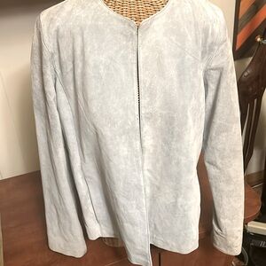 Vintage light sky blue suede leather Merona blazer jacket